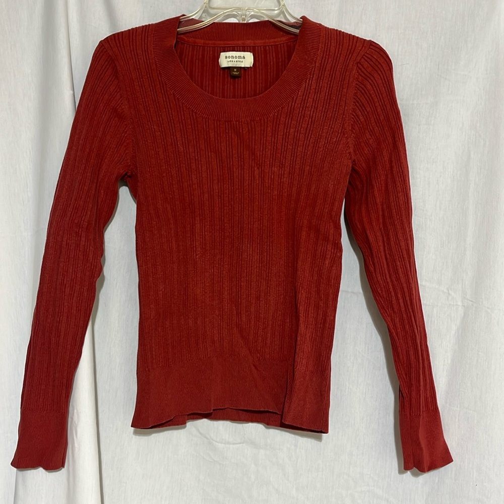 Sonoma life & style women’s ribbed stretchy scoop neck sweaters size m